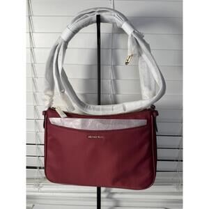 Michael Kors NWT Jet Set Medium Nylon Convertible Pochette Shoulder Bag Mulberry